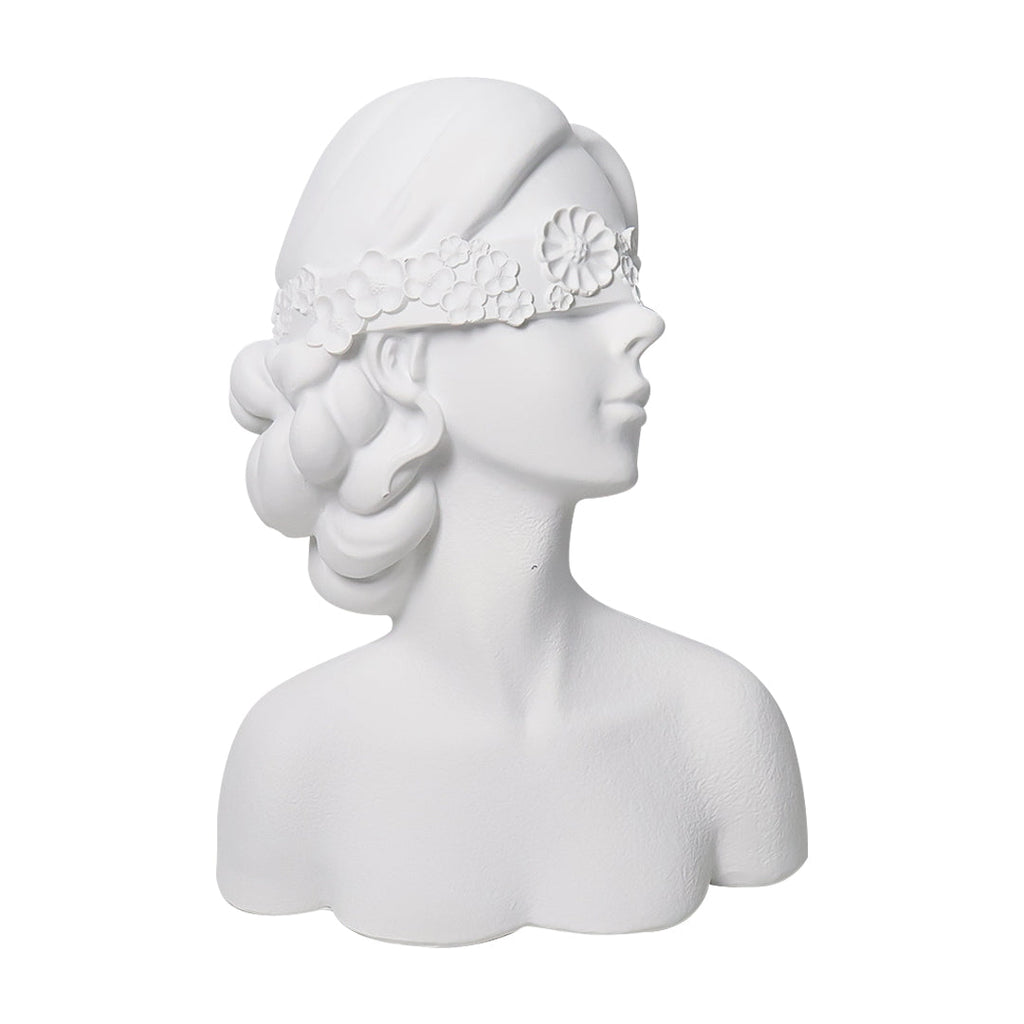 SOGA 36cm White Resin Sculpture Blindfold Lady Bust Design for Home Decor