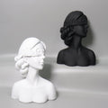 SOGA 36cm Black Resin Sculpture Blindfold Lady Bust Design for Home Decor