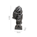 SOGA 30cm Black Resin Sculpture Covered Eyes Face Design Modern Art for Home Decor