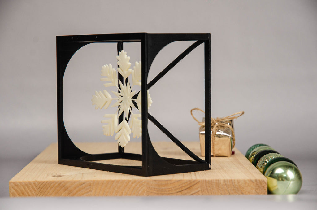 Snowflake Cube –  Minimalist Cube Design for Winter-Inspired Home Decor
