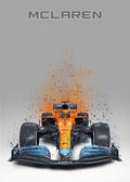 Poster Formel 1  Rennwagen Aquarell · Deko Print ohne Rahmen